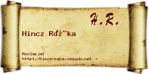 Hincz Réka névjegykártya